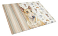 Miniature Bull Terrier Coffee Bar Cutting Board Tempered Glass Kitchen Cutting Surface, Heat Resistant Chopping, Non-Slip Feet, Food Prep & Serving