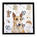 Miniature Bull Terrier Coffee Bar Framed Metal Print Bathroom, Kitchen, Office, Home Decor Wall Art Ready to Hang, Square, 8X8