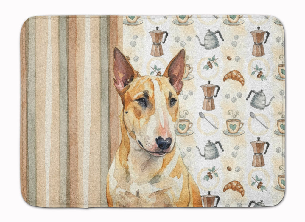 Miniature Bull Terrier Coffee Bar Memory Foam Kitchen Mat Machine Washable Anti-Fatigue Cushion Comfort Bath or Kitchen Rug