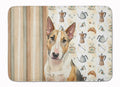 Tricolor Miniature Bull Terrier Coffee Bar Memory Foam Kitchen Mat Machine Washable Anti-Fatigue Cushion Comfort Bath or Kitchen Rug