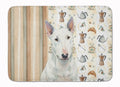 White Miniature Bull Terrier Coffee Bar Memory Foam Kitchen Mat Machine Washable Anti-Fatigue Cushion Comfort Bath or Kitchen Rug