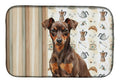 Chocolate and Rust Miniature Pinscher Min Pin Coffee Bar Dish Drying Mat Absorbent Dish Drying Mat Pad for Kitchen Counter Dish Drainer Mat for Countertop, 14 x 21", Multicolor