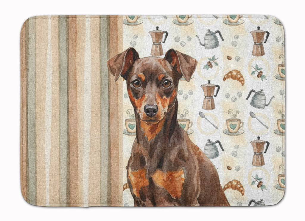 Chocolate and Rust Miniature Pinscher Min Pin Coffee Bar Memory Foam Kitchen Mat Machine Washable Anti-Fatigue Cushion Comfort Bath or Kitchen Rug