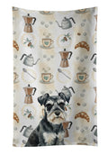 Black & Silver Miniature Schnauzer Coffee Bar Kitchen Towel Velour Plush Front and Cotton Loop Back Machine Washable