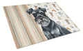 Black Miniature Schnauzer Coffee Bar Cutting Board Tempered Glass Kitchen Cutting Surface, Heat Resistant Chopping, Non-Slip Feet, Food Prep & Serving