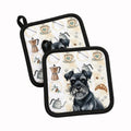 Black Miniature Schnauzer Coffee Bar Pot Holder Set of 2 Heat Resistant Quilted Hot Pads 7.5 x 7.5 Inch, Insulated Kitchen Trivets for Cooking & Baking