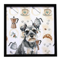 Miniature Schnauzer Coffee Bar Framed Metal Print Bathroom, Kitchen, Office, Home Decor Wall Art Ready to Hang, Square, 8X8