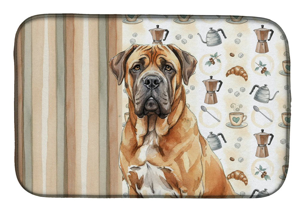Neapolitan Mastiff Coffee Bar Dish Drying Mat Absorbent Dish Drying Mat Pad for Kitchen Counter Dish Drainer Mat for Countertop, 14 x 21", Multicolor