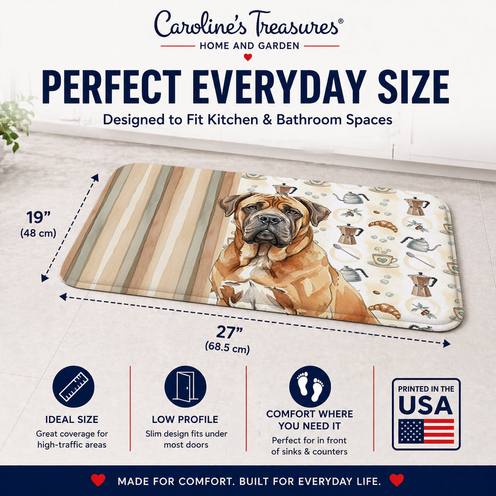 Neapolitan Mastiff Coffee Bar Memory Foam Kitchen Mat Machine Washable Anti-Fatigue Cushion Comfort Bath or Kitchen Rug