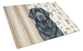 Black Newfoundland Coffee Bar Cutting Board Tempered Glass Kitchen Cutting Surface, Heat Resistant Chopping, Non-Slip Feet, Food Prep & Serving