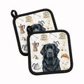 Black Newfoundland Coffee Bar Pot Holder Set of 2 Heat Resistant Quilted Hot Pads 7.5 x 7.5 Inch, Insulated Kitchen Trivets for Cooking & Baking
