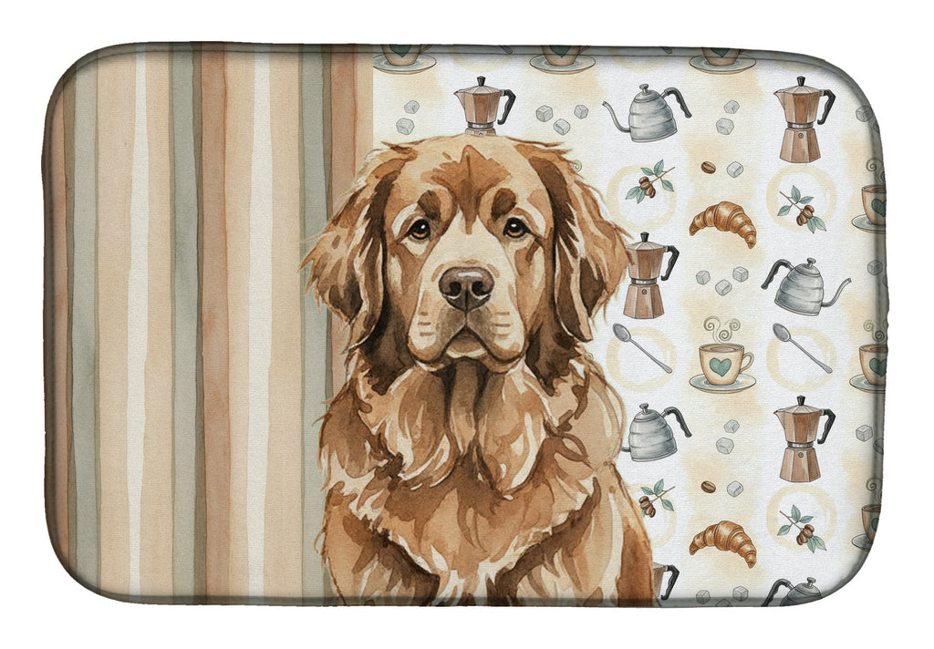 Brown Newfoundland Coffee Bar Dish Drying Mat Absorbent Dish Drying Mat Pad for Kitchen Counter Dish Drainer Mat for Countertop, 14 x 21", Multicolor