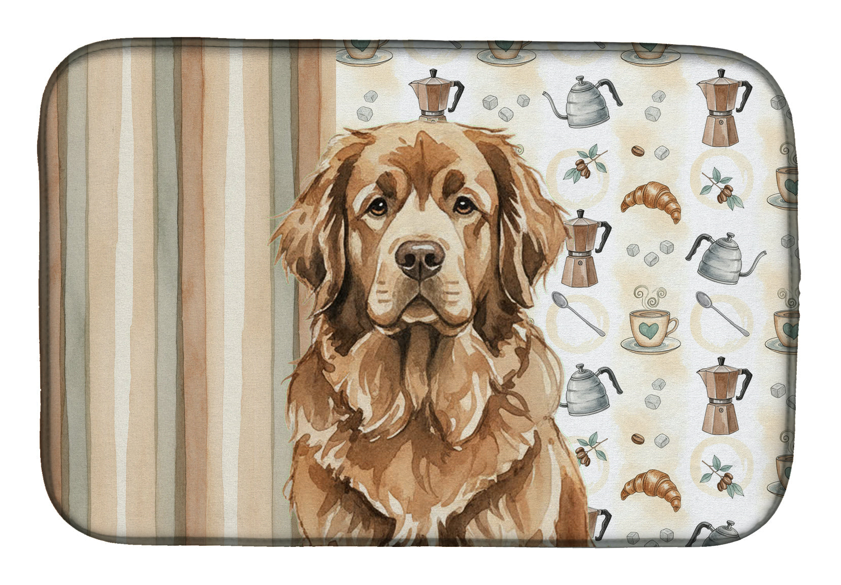 Brown Newfoundland Coffee Bar Dish Drying Mat Absorbent Dish Drying Mat Pad for Kitchen Counter Dish Drainer Mat for Countertop, 14 x 21", Multicolor