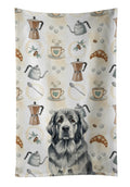 Gray Newfoundland Coffee Bar Kitchen Towel Velour Plush Front and Cotton Loop Back Machine Washable