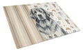 Gray Newfoundland Coffee Bar Cutting Board Tempered Glass Kitchen Cutting Surface, Heat Resistant Chopping, Non-Slip Feet, Food Prep & Serving