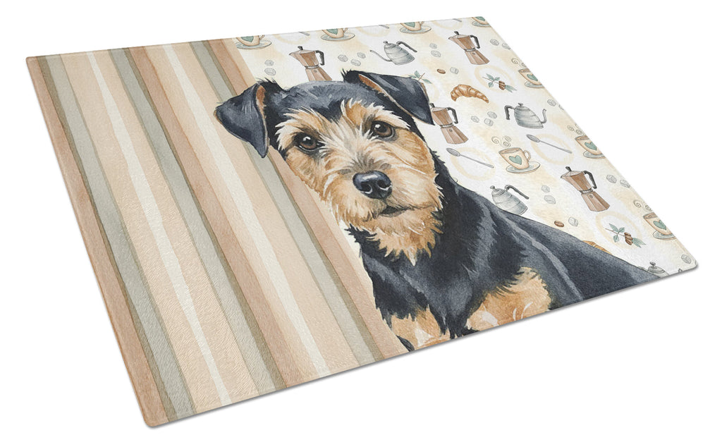 Black and Tan Norfolk Terrier Coffee Bar Cutting Board Tempered Glass Kitchen Cutting Surface, Heat Resistant Chopping, Non-Slip Feet, Food Prep & Serving