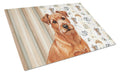 Red Norfolk Terrier Coffee Bar Cutting Board Tempered Glass Kitchen Cutting Surface, Heat Resistant Chopping, Non-Slip Feet, Food Prep & Serving