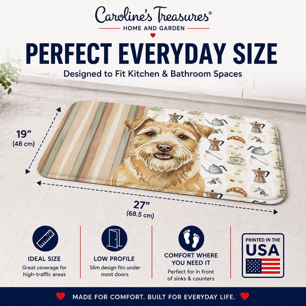 Wheaten Norfolk Terrier Coffee Bar Memory Foam Kitchen Mat Machine Washable Anti-Fatigue Cushion Comfort Bath or Kitchen Rug