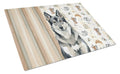 Norwegian Elkhound Coffee Bar Cutting Board Tempered Glass Kitchen Cutting Surface, Heat Resistant Chopping, Non-Slip Feet, Food Prep & Serving