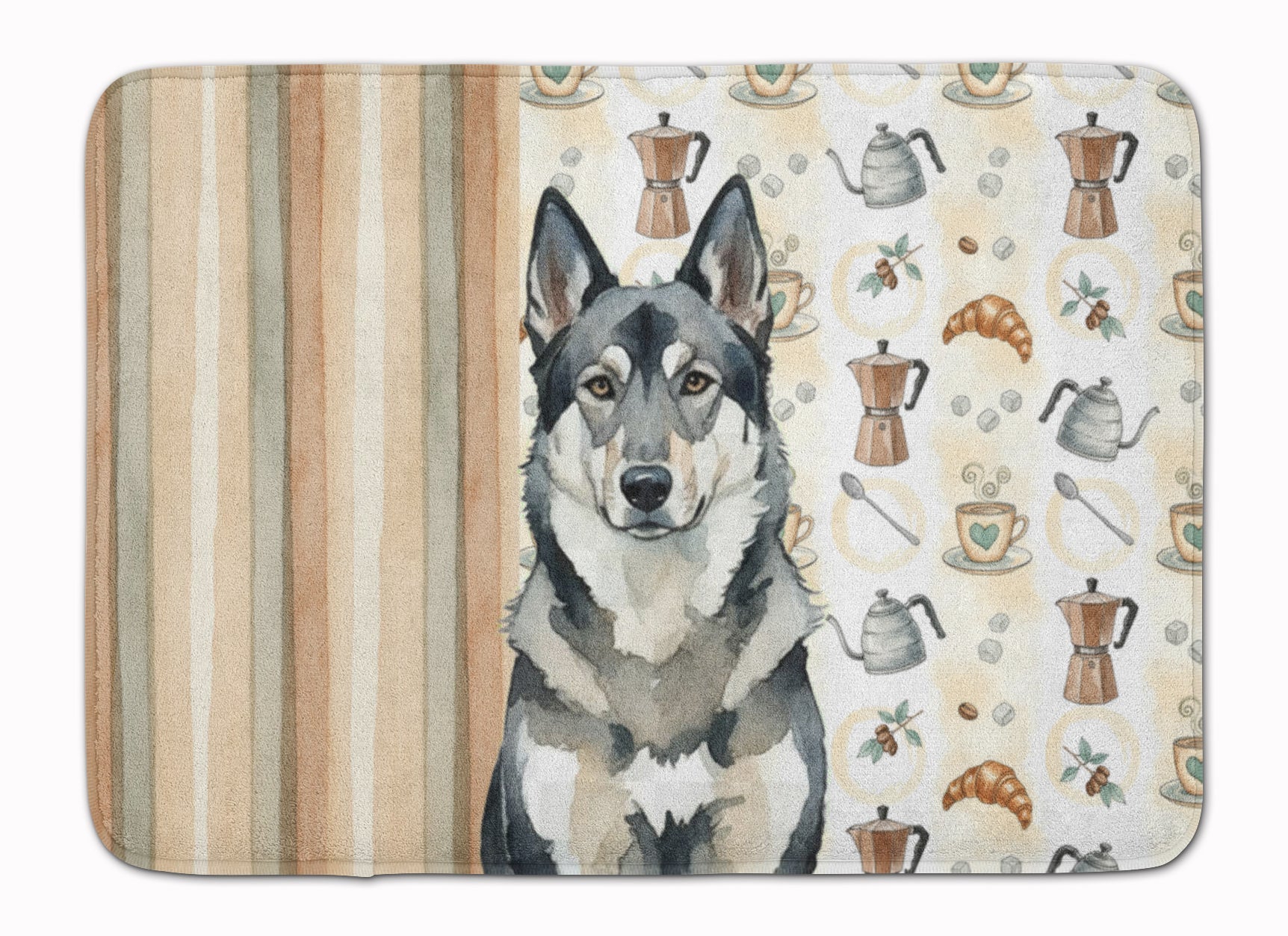 Norwegian Elkhound Coffee Bar Memory Foam Kitchen Mat Machine Washable Anti-Fatigue Cushion Comfort Bath or Kitchen Rug