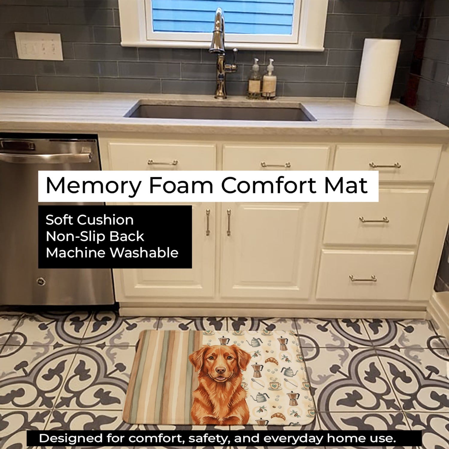 Copper Nova Scotia Duck Tolling Retriever Coffee Bar Memory Foam Kitchen Mat Machine Washable Anti-Fatigue Cushion Comfort Bath or Kitchen Rug