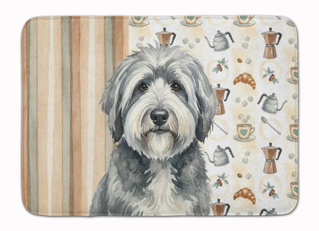 Gray and White Old English Sheepdog Coffee Bar Memory Foam Kitchen Mat Machine Washable Anti-Fatigue Cushion Comfort Bath or Kitchen Rug