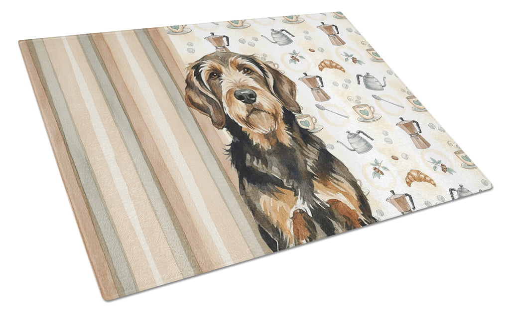 Black and Tan Otterhound Coffee Bar Cutting Board Tempered Glass Kitchen Cutting Surface, Heat Resistant Chopping, Non-Slip Feet, Food Prep & Serving