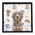 Grizzle and Tan Otterhound Coffee Bar Framed Metal Print Bathroom, Kitchen, Office, Home Decor Wall Art Ready to Hang, Square, 8X8
