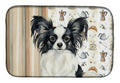 Black and White Papillon Coffee Bar Dish Drying Mat Absorbent Dish Drying Mat Pad for Kitchen Counter Dish Drainer Mat for Countertop, 14 x 21", Multicolor