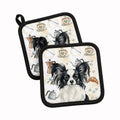 Black and White Papillon Coffee Bar Pot Holder Set of 2 Heat Resistant Quilted Hot Pads 7.5 x 7.5 Inch, Insulated Kitchen Trivets for Cooking & Baking