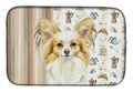 Lemon and White Papillon Coffee Bar Dish Drying Mat Absorbent Dish Drying Mat Pad for Kitchen Counter Dish Drainer Mat for Countertop, 14 x 21", Multicolor