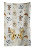 Lemon and White Papillon Coffee Bar Kitchen Towel Velour Plush Front and Cotton Loop Back Machine Washable