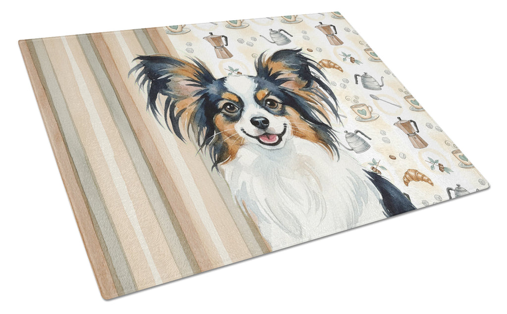 Tricoilor Papillon Coffee Bar Cutting Board Tempered Glass Kitchen Cutting Surface, Heat Resistant Chopping, Non-Slip Feet, Food Prep & Serving