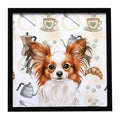 White with Red Papillon Coffee Bar Framed Metal Print Bathroom, Kitchen, Office, Home Decor Wall Art Ready to Hang, Square, 8X8