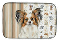 White with Sable Papillon Coffee Bar Dish Drying Mat Absorbent Dish Drying Mat Pad for Kitchen Counter Dish Drainer Mat for Countertop, 14 x 21", Multicolor