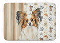 White with Sable Papillon Coffee Bar Memory Foam Kitchen Mat Machine Washable Anti-Fatigue Cushion Comfort Bath or Kitchen Rug