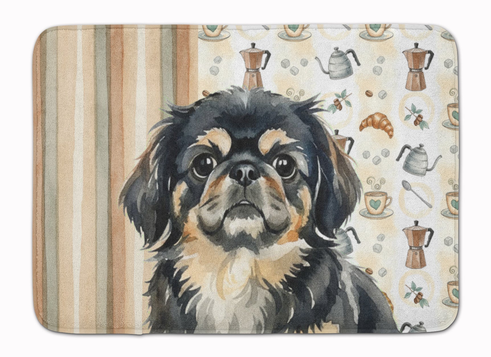Black and Tan Pekingese Coffee Bar Memory Foam Kitchen Mat Machine Washable Anti-Fatigue Cushion Comfort Bath or Kitchen Rug