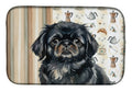Black Pekingese Coffee Bar Dish Drying Mat Absorbent Dish Drying Mat Pad for Kitchen Counter Dish Drainer Mat for Countertop, 14 x 21", Multicolor