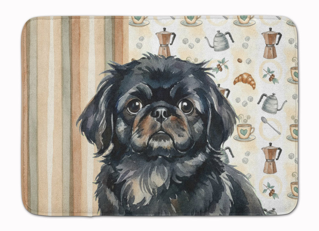 Black Pekingese Coffee Bar Memory Foam Kitchen Mat Machine Washable Anti-Fatigue Cushion Comfort Bath or Kitchen Rug