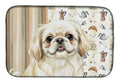 Cream Pekingese Coffee Bar Dish Drying Mat Absorbent Dish Drying Mat Pad for Kitchen Counter Dish Drainer Mat for Countertop, 14 x 21", Multicolor