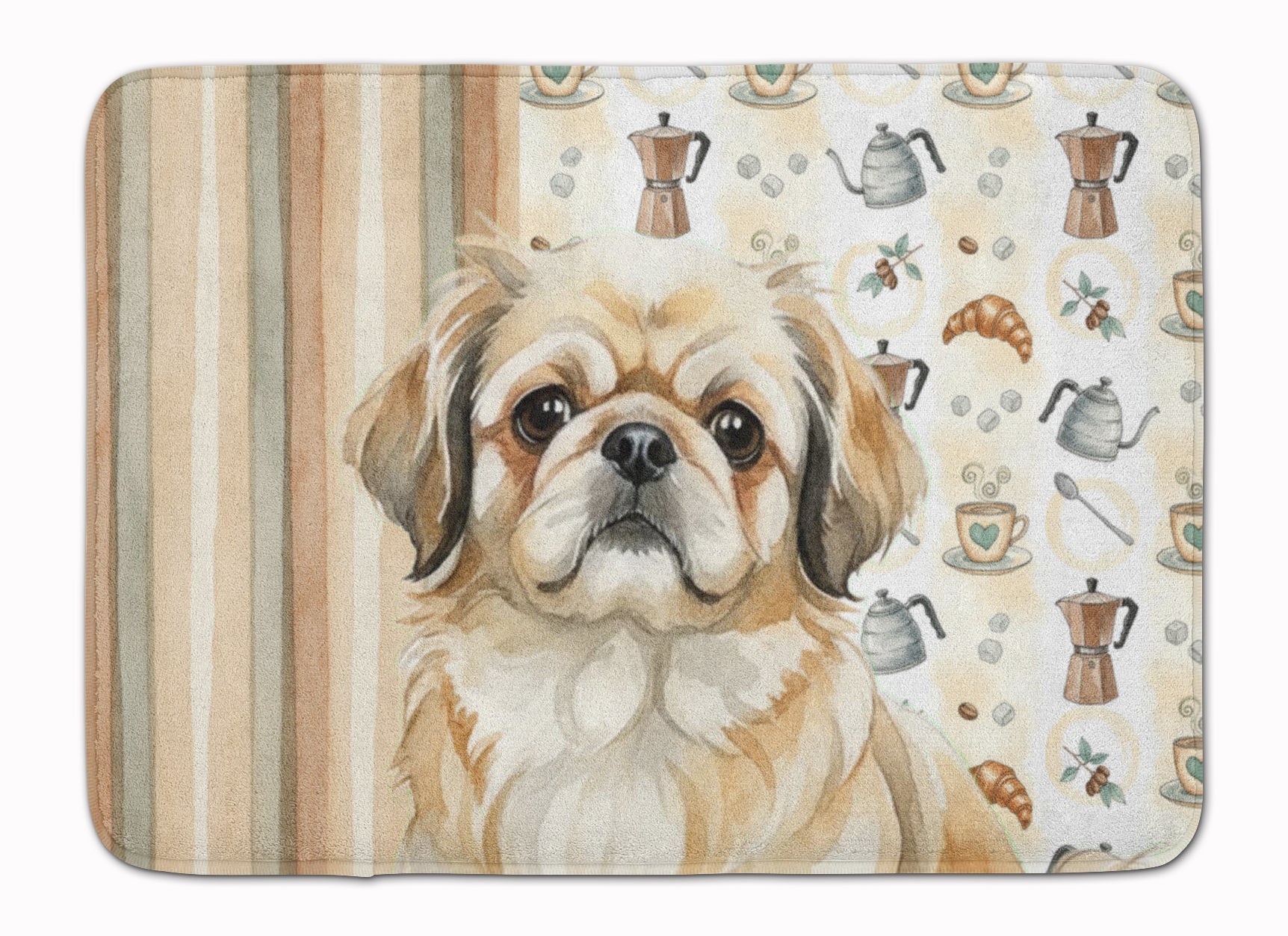 Fawn Pekingese Coffee Bar Memory Foam Kitchen Mat Machine Washable Anti-Fatigue Cushion Comfort Bath or Kitchen Rug