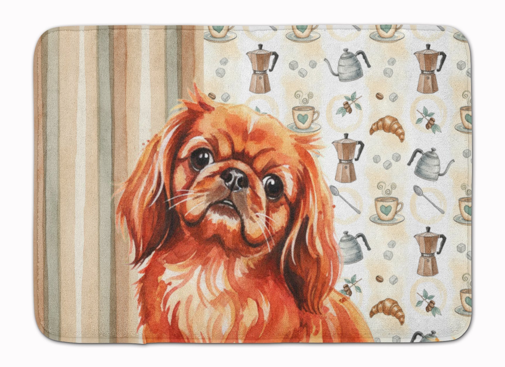 Red Pekingese Coffee Bar Memory Foam Kitchen Mat Machine Washable Anti-Fatigue Cushion Comfort Bath or Kitchen Rug