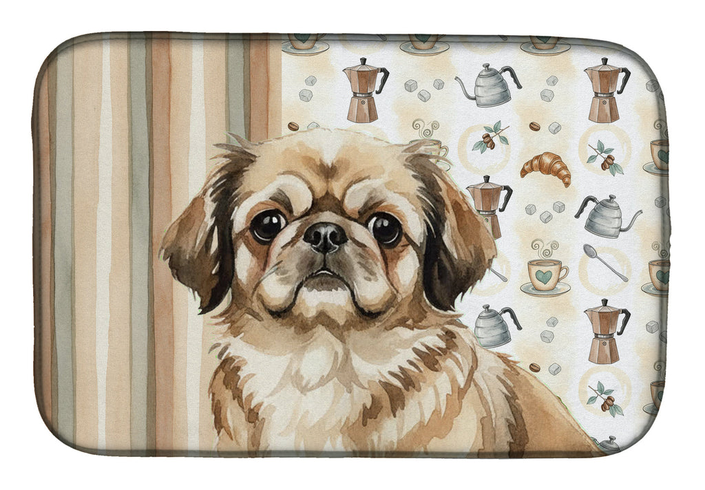 Sable Pekingese Coffee Bar Dish Drying Mat Absorbent Dish Drying Mat Pad for Kitchen Counter Dish Drainer Mat for Countertop, 14 x 21", Multicolor