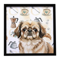 Sable Pekingese Coffee Bar Framed Metal Print Bathroom, Kitchen, Office, Home Decor Wall Art Ready to Hang, Square, 8X8