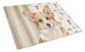 Corgi Coffee Bar Cutting Board Tempered Glass Kitchen Cutting Surface, Heat Resistant Chopping, Non-Slip Feet, Food Prep & Serving