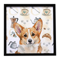 Corgi Coffee Bar Framed Metal Print Bathroom, Kitchen, Office, Home Decor Wall Art Ready to Hang, Square, 8X8