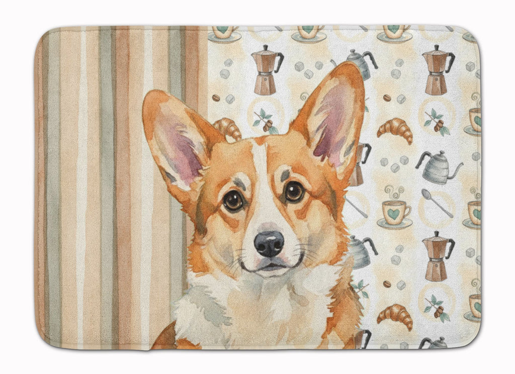Corgi Coffee Bar Memory Foam Kitchen Mat Machine Washable Anti-Fatigue Cushion Comfort Bath or Kitchen Rug