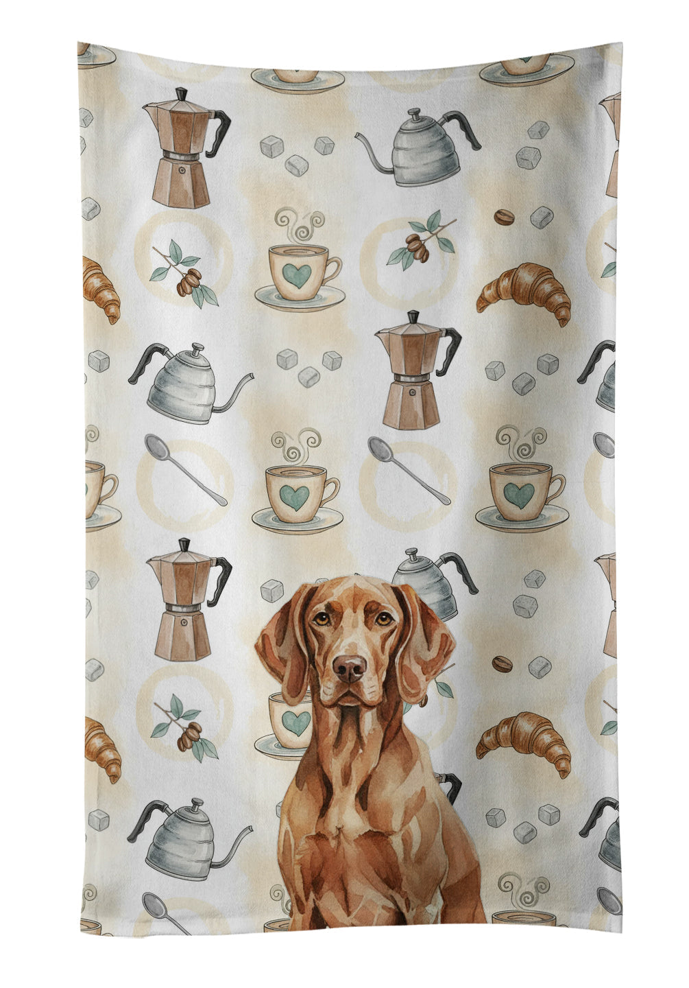 Liver Pointer Coffee Bar Kitchen Towel Velour Plush Front and Cotton Loop Back Machine Washable