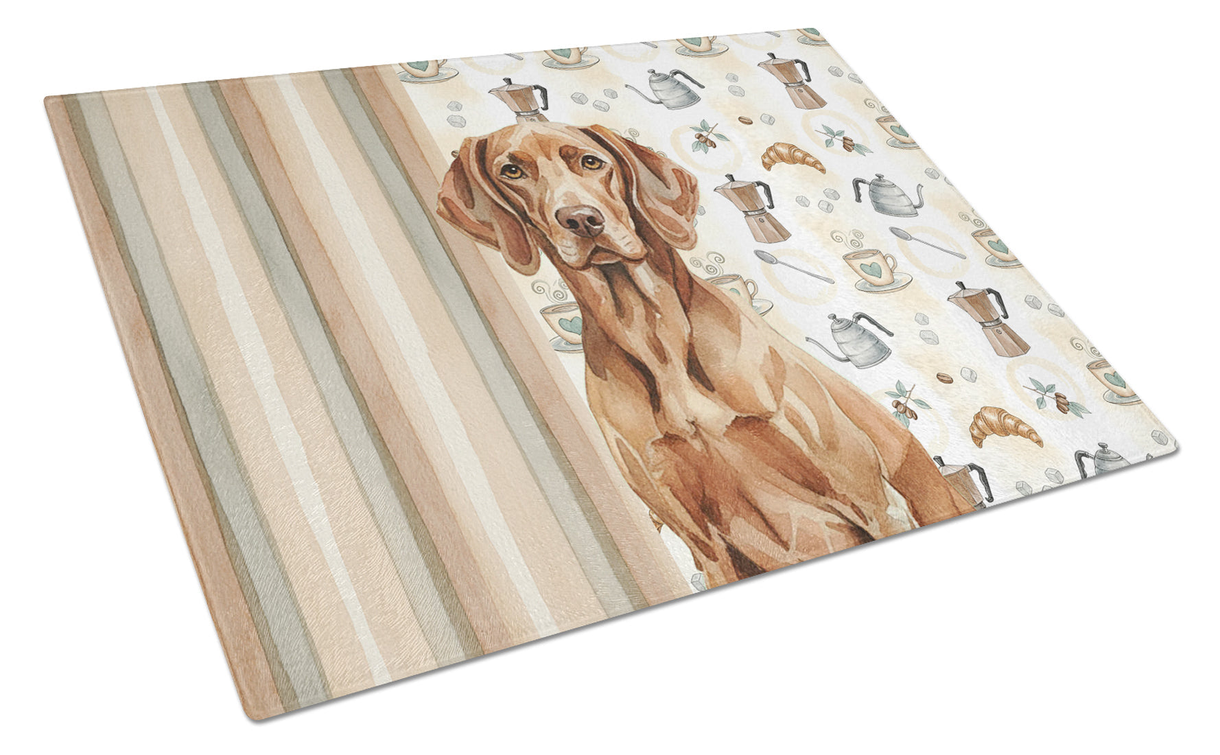 Liver Pointer Coffee Bar Cutting Board Tempered Glass Kitchen Cutting Surface, Heat Resistant Chopping, Non-Slip Feet, Food Prep & Serving
