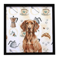 Liver Pointer Coffee Bar Framed Metal Print Bathroom, Kitchen, Office, Home Decor Wall Art Ready to Hang, Square, 8X8